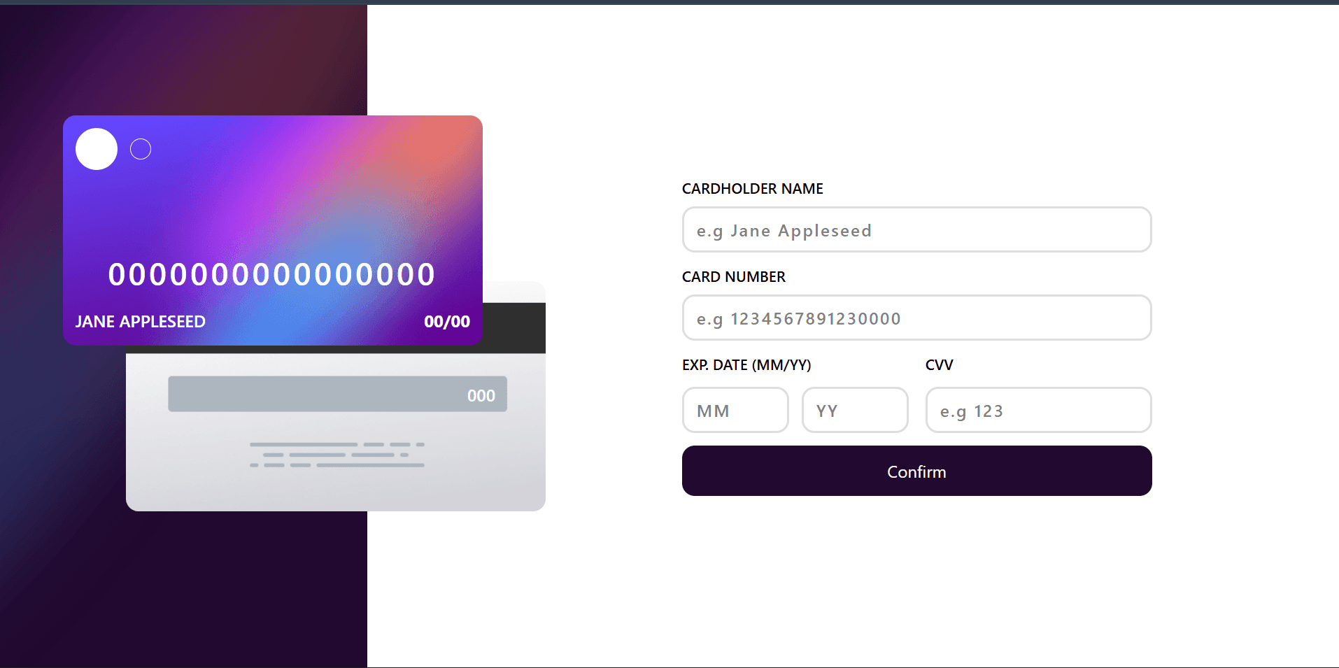 Interactive Card Form
